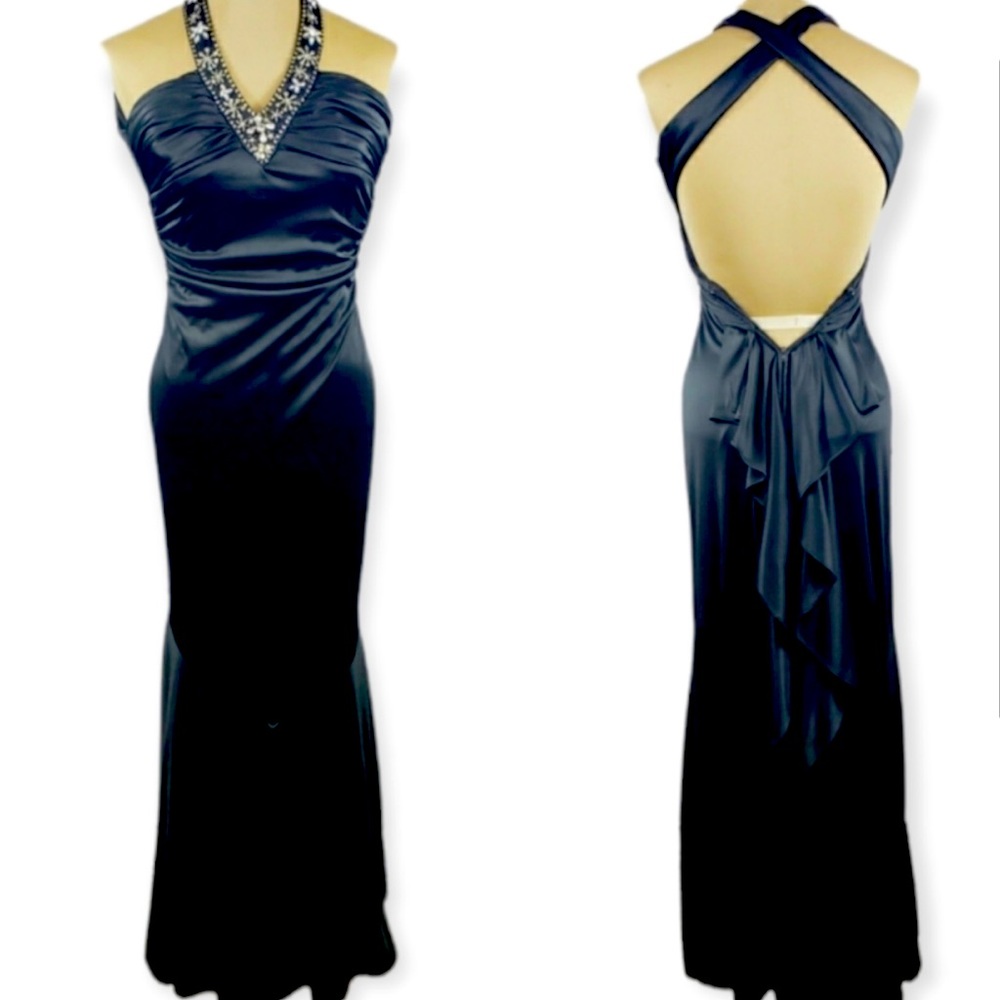 Black Maxi Prom Dress 3/4 Masquerade
